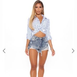 FashionNova Raw Emotions Distressed Denim Shorts